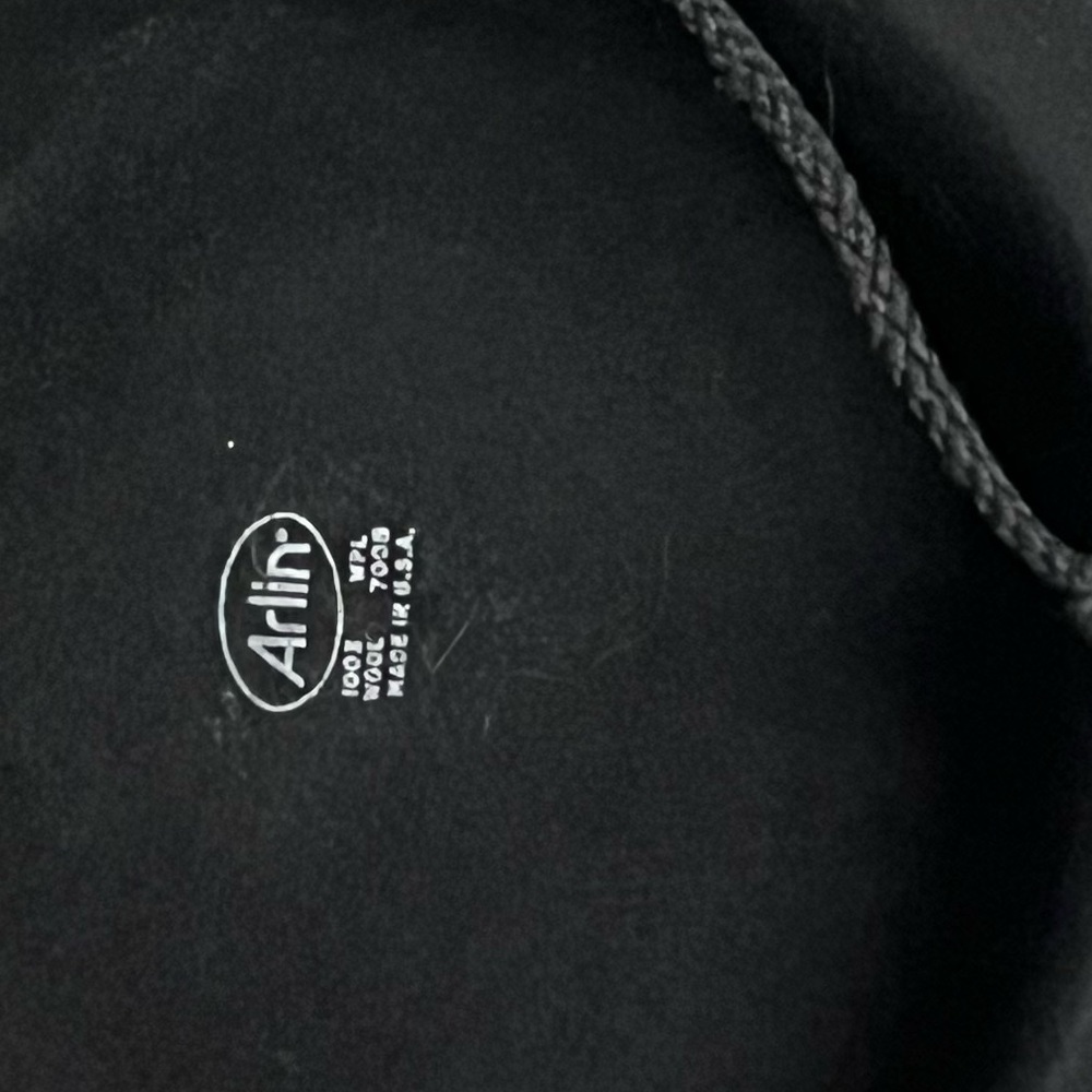 Vintage Arlin 100% Wool Bolero Boater Hat Black Chin Strap Size Medium 22” - Picture 10 of 12